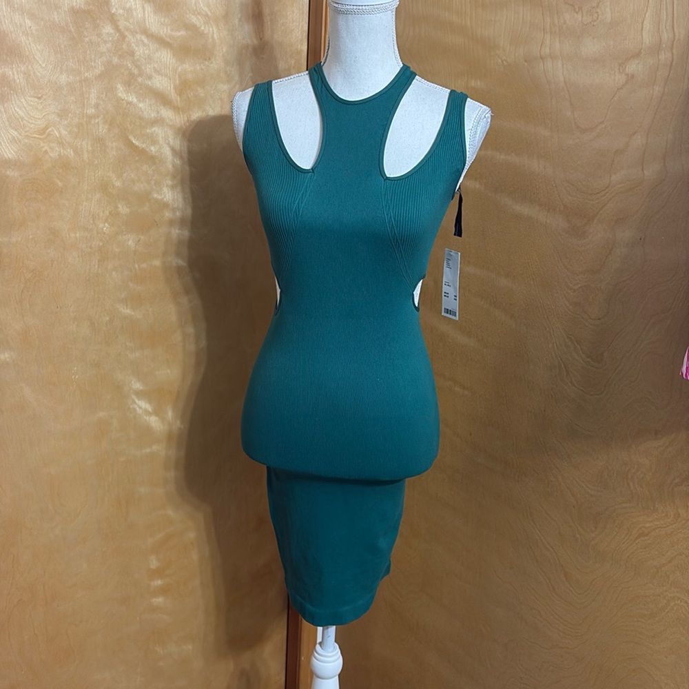NWT Urban Outfitters Out From Under Green Ribbed Seamless Cut Out Dress Size M-L